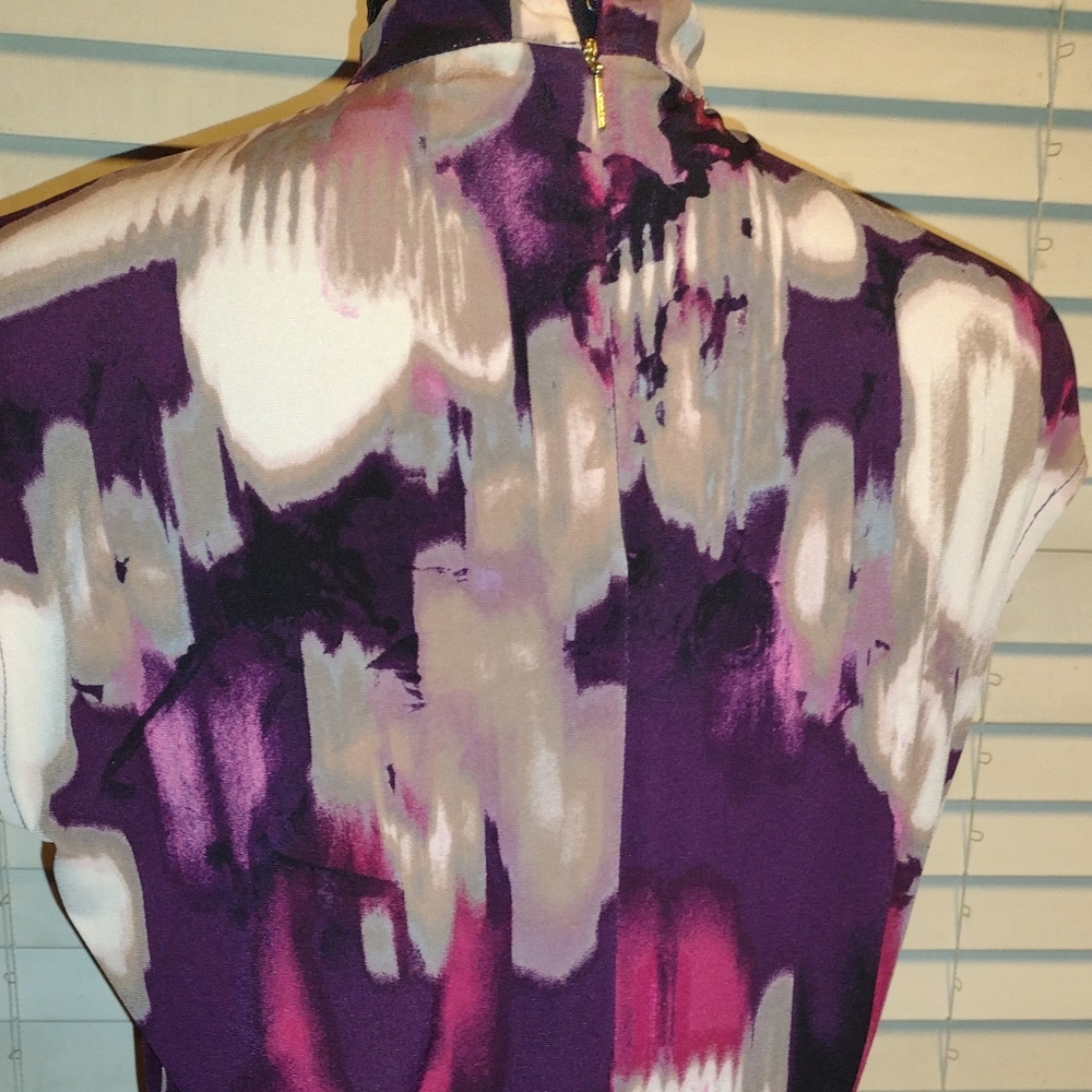 Calvin Klein short sleeve flowered w back zipper Size S - Picture 4 of 5